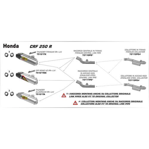 Arrow 1:2 Link Pipe for Hon CRF250R ('14-15) in SS