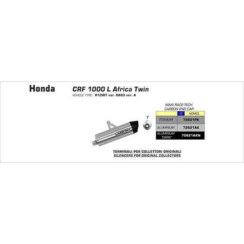 ARROW 72621PK Silencer - MAXI RACE-TECH Titanium with Carbon End Cap - HONDA