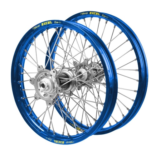 Yamaha Talon Carbon Fibre Silver Hubs / Excel Blue Rims Wheel Set