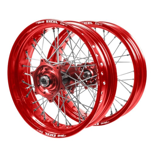 Honda Talon Carbon Fibre Red Hubs / Excel Red Rims Supermotard Wheel Set