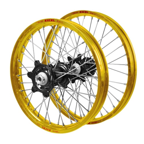 Gas Gas Talon Carbon Fibre Black Hubs / Excel Gold Rims Wheel Set