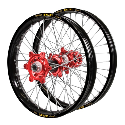 Gas Gas Talon Carbon Fibre Red Hubs / Excel Black Rims Wheel Set