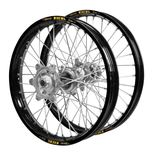 Gas Gas Talon Carbon Fibre Silver Hubs / Excel Black Rims Wheel Set