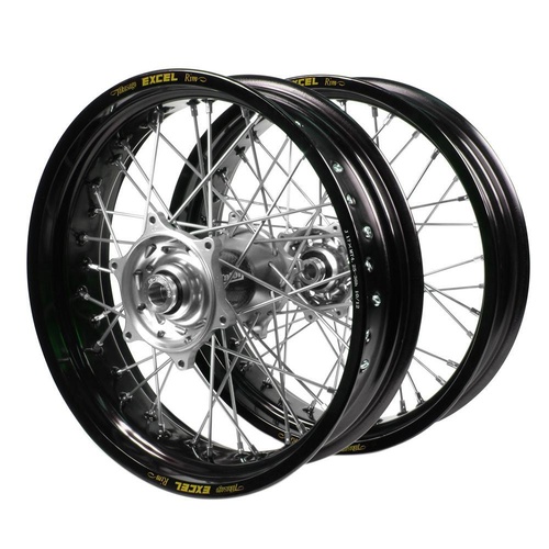 Gas Gas Talon Carbon Fibre Silver Hubs / Excel Black Rims Supermotard Wheel Set