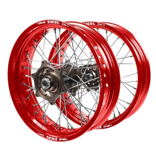 Gas Gas Talon Carbon Fibre Magnesium Hubs / Excel Red Rims Supermotard Wheel Set