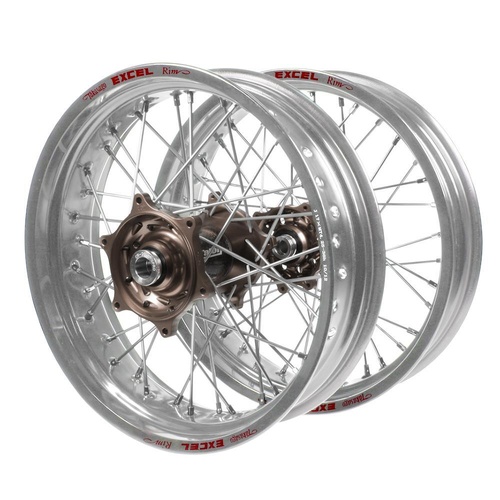 Gas Gas Talon Carbon Fibre Magnesium Hubs / Excel Silver Rims Supermotard Wheel Set