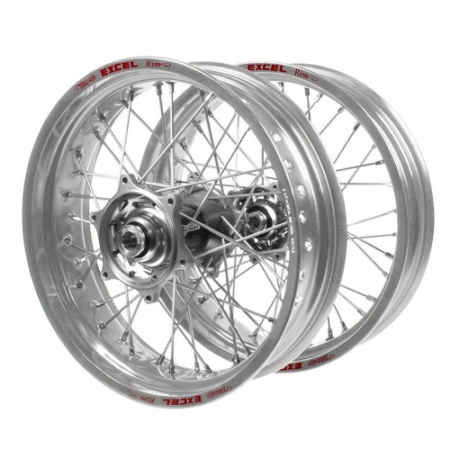 Gas Gas Talon Carbon Fibre Silver Hubs / Excel Silver Rims Supermotard Wheel Set