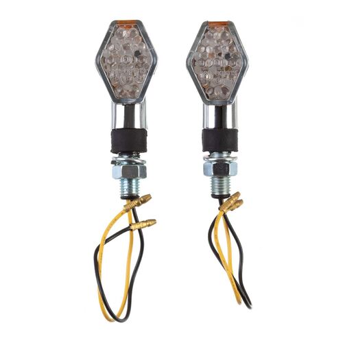 Whites Flasher Uni Led Diamond Chr Pair