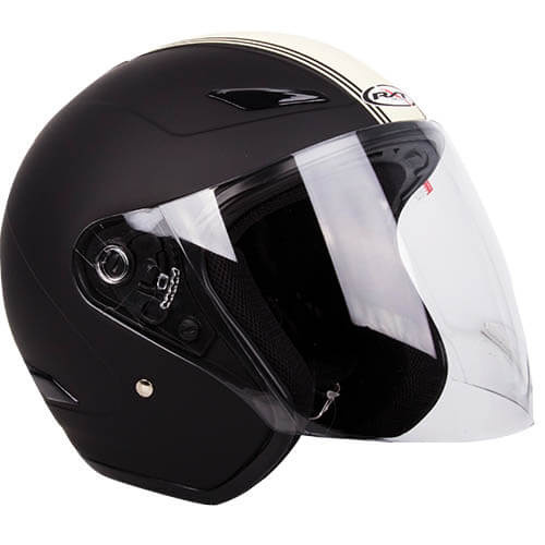 RXT 'A218 Metro Retro' Open-Face Helmet - Black/Cream [Size: XS]