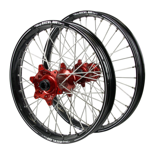 Ducati Haan Red Hubs / A60 Black Rims Wheel Set