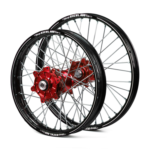 Honda Haan / A60 Enduro Cush Drive Black Rims / Red Hubs Wheel Set CRF 450 R 2013-2017 (21*1.60 / 18*2.15)