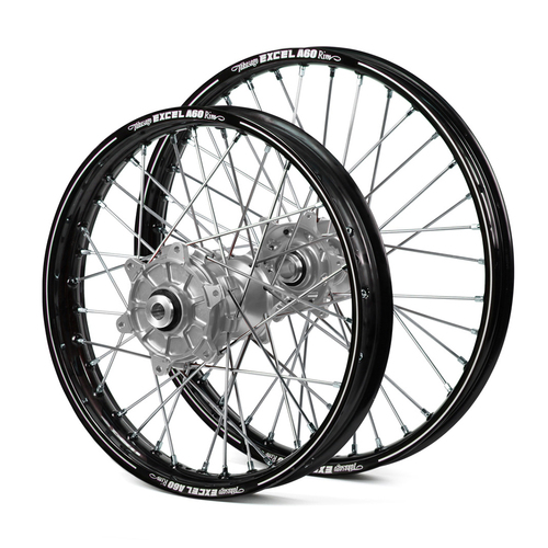 Honda Haan / A60 Enduro Cush Drive Black Rims / Silver Hubs Wheel Set CRF 250-450 X 2004-2015 (21*1.60 / 18*2.15)