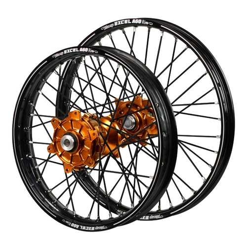 Gas Gas Haan Cush Drive Orange Hubs / A60 Black Rims / Black Spokes Wheel Set