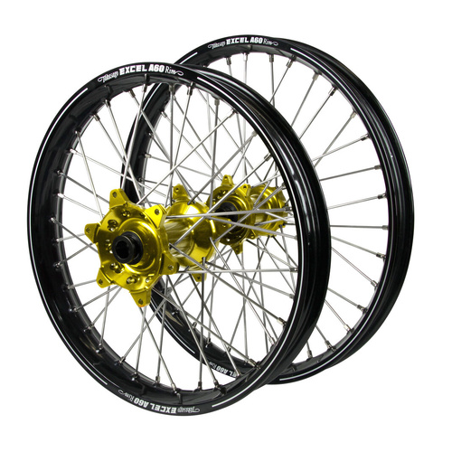 KTM Haan Yellow Hubs / A60 Black Rims Wheel Set