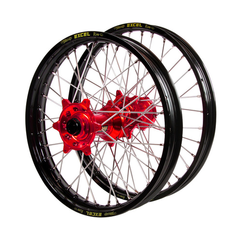 Beta Haan Red Hubs / Excel Black Rims Wheel Set