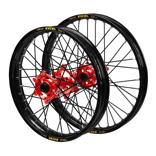 Beta Haan Red Hubs / Excel Black Rims / Black Spokes Wheel Set