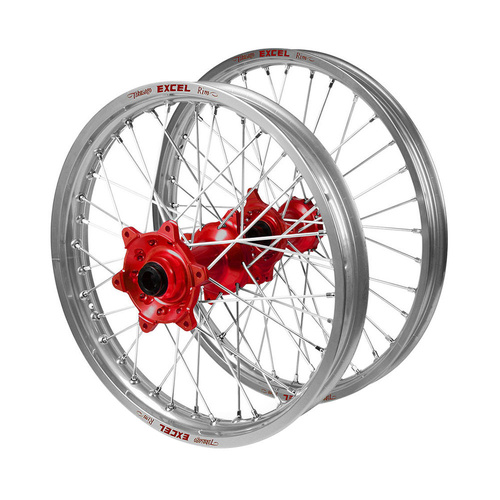Beta Haan Red Hubs / Excel Silver Rims Wheel Set