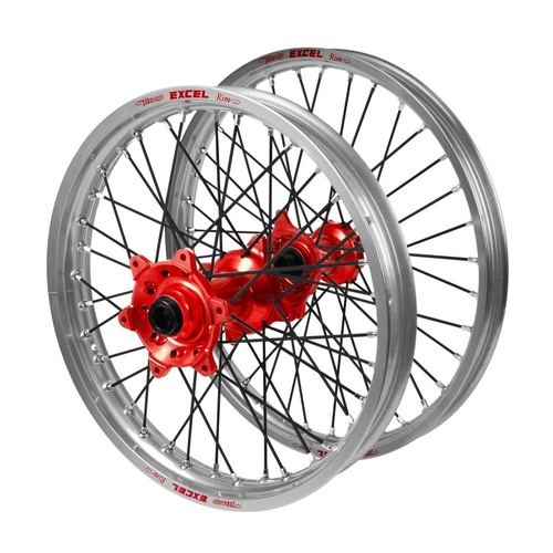 Beta Haan Red Hubs / Excel Silver Rims / Black Spokes Wheel Set