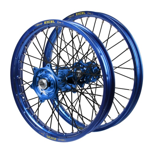 Honda Haan Blue Hubs / Excel Blue Rims / Black Spokes Wheel Set