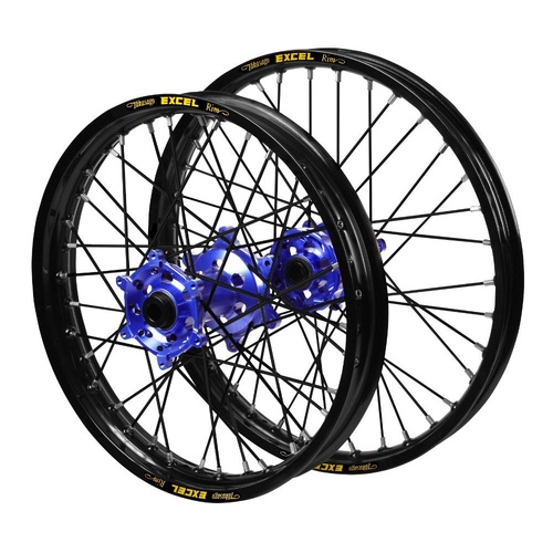 Honda Haan Blue Hubs / Excel Black Rims / Black Spokes Wheel Set