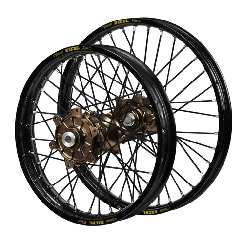 Honda Haan Cush Drive Magnesium Hubs / Excel Black Rims / Black Spokes Wheel Set