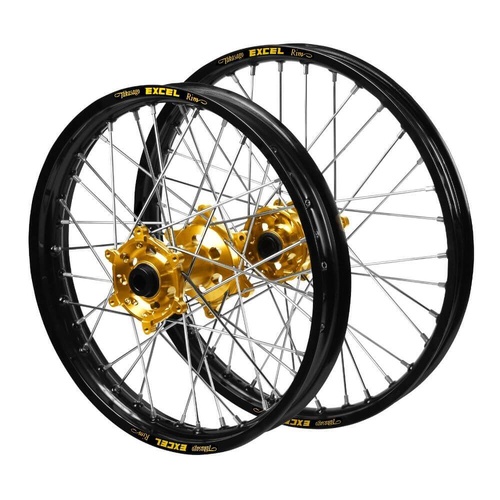 Honda Haan Gold Hubs / Excel Black Rims Wheel Set