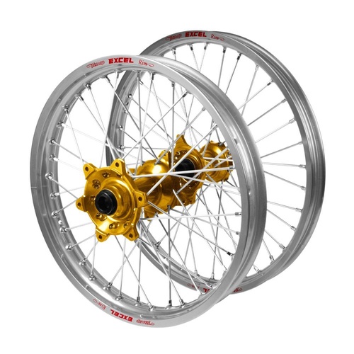 Honda Haan Gold Hubs / Excel Silver Rims Wheel Set