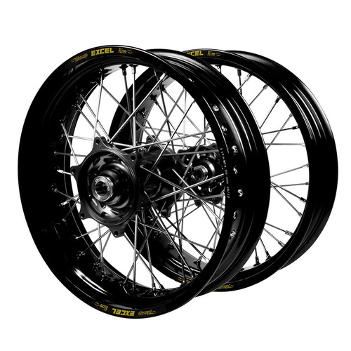 Honda Haan Black Hubs / Excel Black Rims Supermotard Wheel Set
