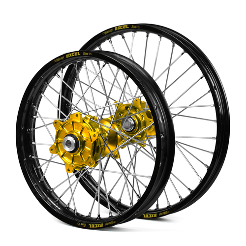 Honda Haan / Excel Enduro Cush Drive Black Rims / Gold Hubs Wheel Set CRF 250-450 X 2004-2015 (21*1.60 / 18*2.15)