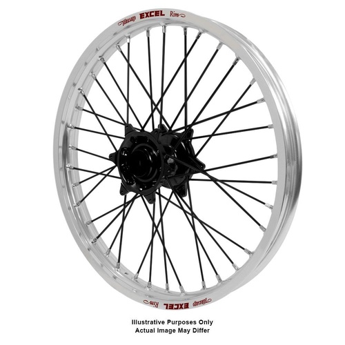 Honda Africa Twin CRF1000L Adventure Haan Black Hubs / Excel Silver Rims / Black Spokes Front Wheel