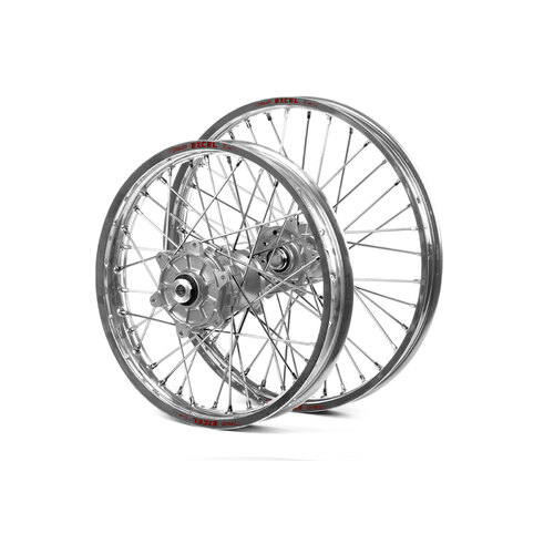 Kawasaki Haan / Excel Enduro Cush Drive Silver Rims / Silver Hubs Wheel Set KXF 250-450 2006-2017 (21*1.60 / 18*2.15)