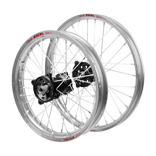Gas Gas Haan Black Hubs / Excel JNR Silver Rims Wheel Set