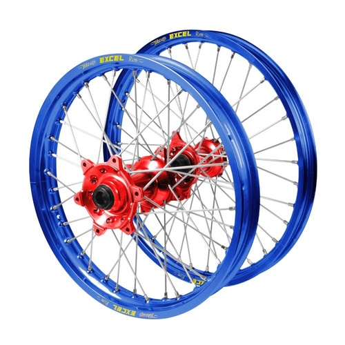 Husaberg Haan Red Hubs / Excel Blue Rims Wheel Set