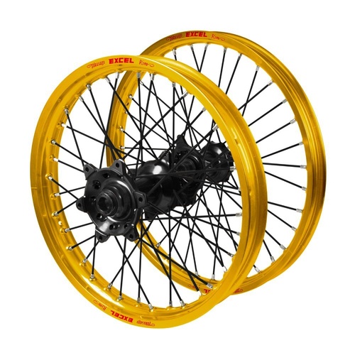 Husaberg Haan Black Hubs / Excel Gold Rims / Black Spokes Wheel Set