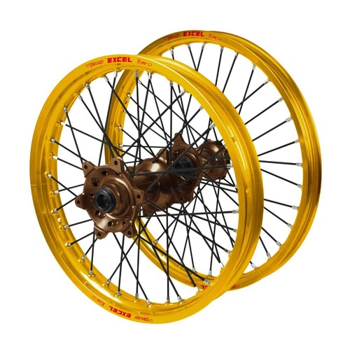Husaberg Haan Magnesium Hubs / Excel Gold Rims / Black Spokes Wheel Set
