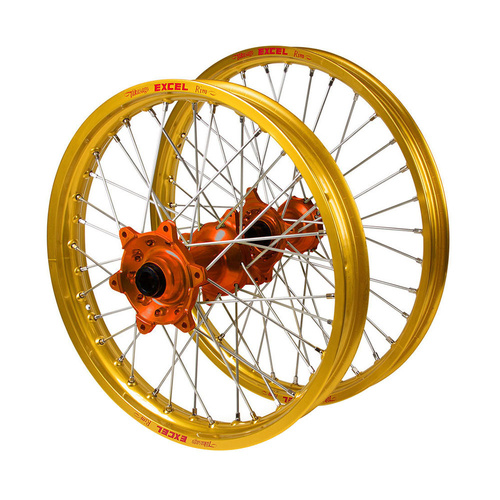Husaberg Haan Orange Hubs / Excel Gold Rims Wheel Set
