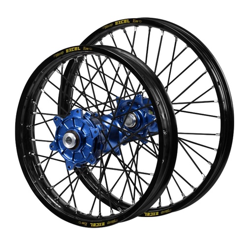 Husaberg Haan Cush Drive Blue Hubs / Excel Black Rims / Black Spokes Wheel Set