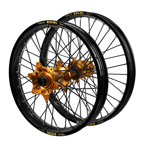 KTM Adventure Haan Orange Hubs / Excel Black Rims / Black Spokes Wheel Set