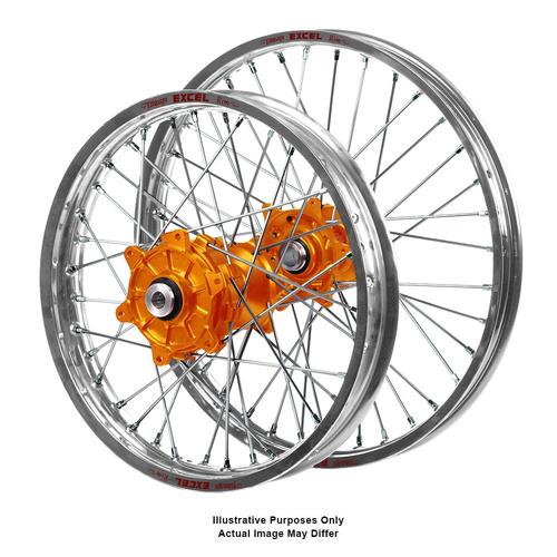 KTM Adventure Haan Orange Hubs / Excel Silver Rims Wheel Set