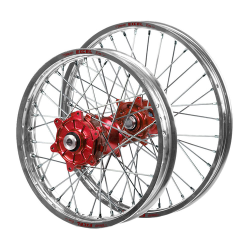 Gas Gas Haan Cush Drive Red Hubs / Excel Silver Rims Wheel Set