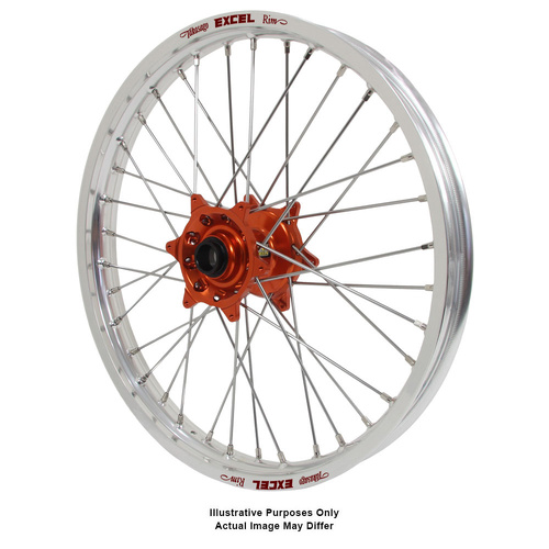 KTM 950-990 Adventure Haan Orange Hubs / Excel Silver Rims Front Wheel