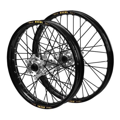 Gas Gas Haan Silver Hubs / Excel Black Rims / Black Spokes Wheel Set