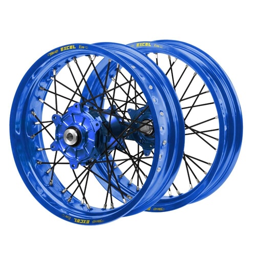 Gas Gas Haan Cush Drive Blue Hubs / Excel Blue Rims / Black Spokes Wheel Set
