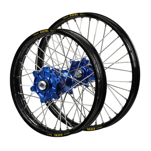 Gas Gas Haan Cush Drive Blue Hubs / Excel Black Rims Wheel Set