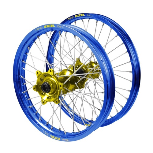 Husqvarna Haan Yellow Hubs / Excel Blue Rims Wheel Set