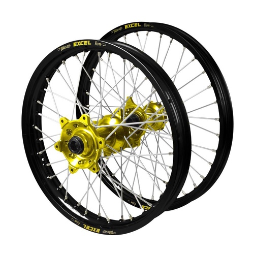 Husqvarna Haan Yellow Hubs / Excel Black Rims Wheel Set
