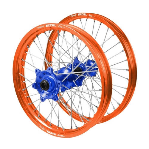 Husqvarna Haan Blue Hubs / Excel Orange Rims Wheel Set