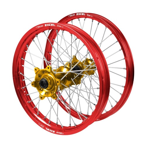 Husqvarna Haan Gold Hubs / Excel Red Rims Wheel Set