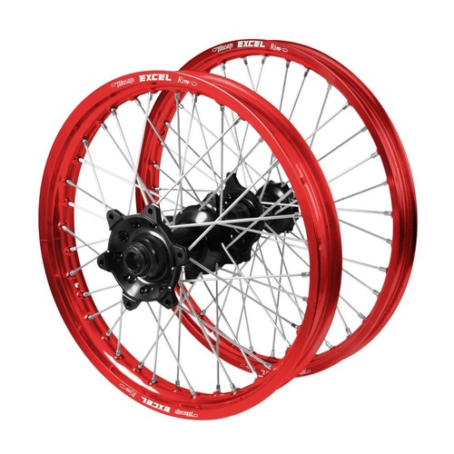Husqvarna Haan Black Hubs / Excel Red Rims Wheel Set