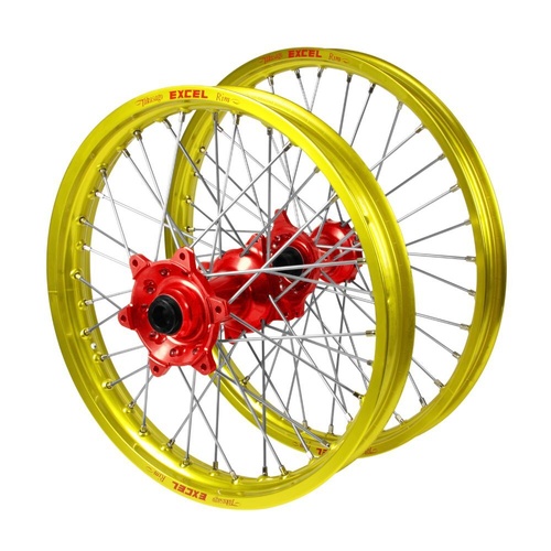 Husqvarna Haan Red Hubs / Excel Yellow Rims Wheel Set